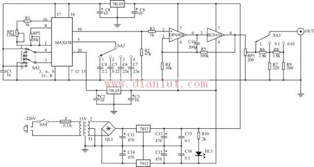 MMAX038函数信号发生器电路