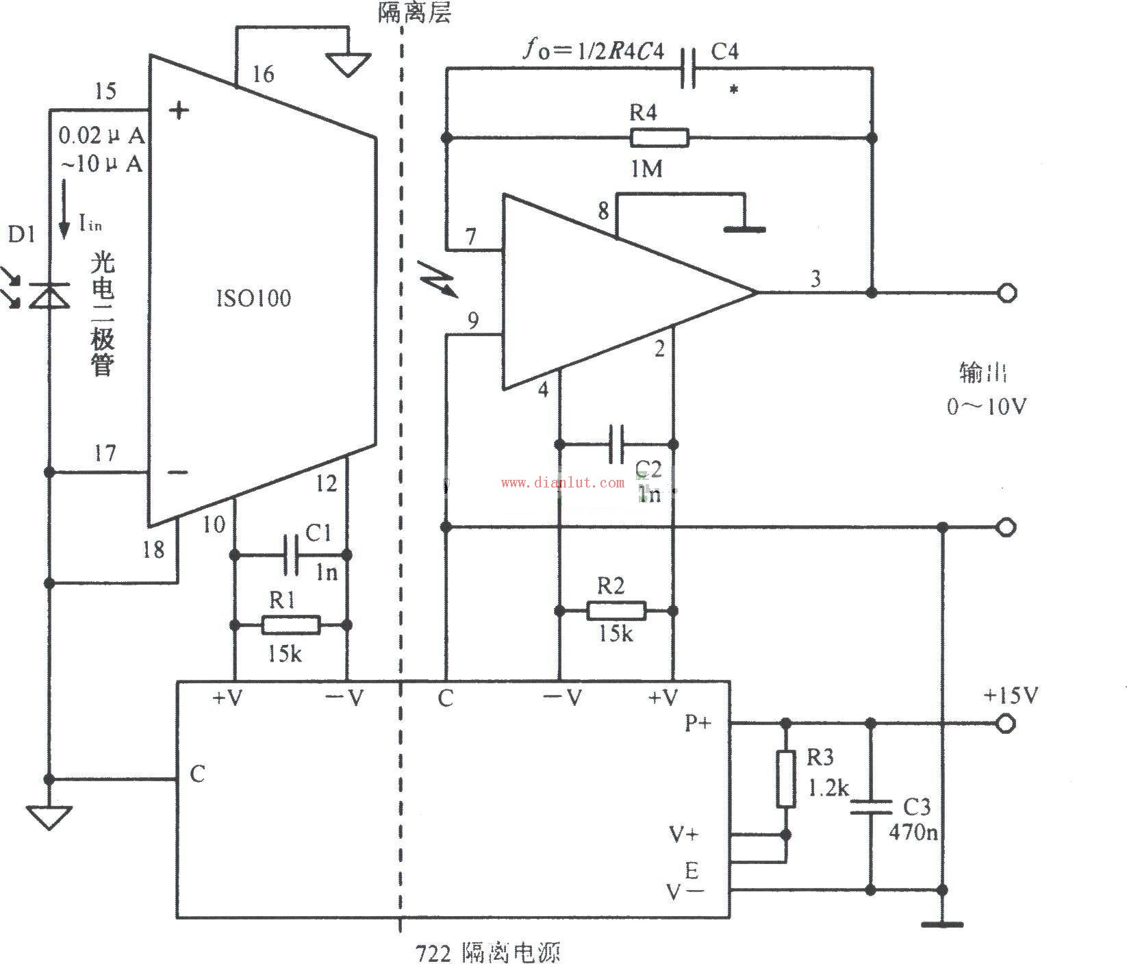 光电二极管构成的隔离放大电路_电子设计应用