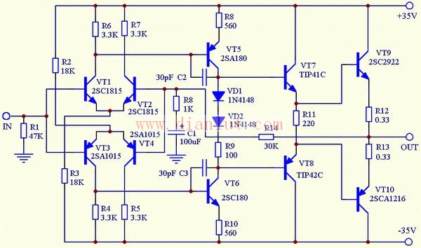 实用分立元件功放电路