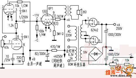 小功率电子管功放电路图