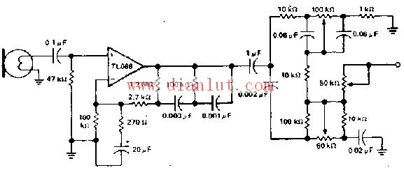 带有音调控制的话筒前置放大器电路