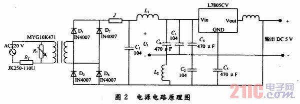 稳压芯片:选用l7805cv