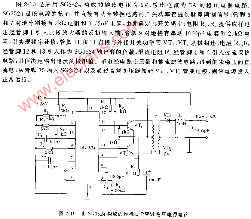 由3G3524构成的推挽式PWM稳压电源电路,解