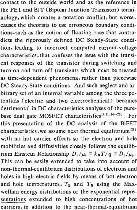 场引晶体管理论:XII.双极飘移扩散电流(薄及厚、