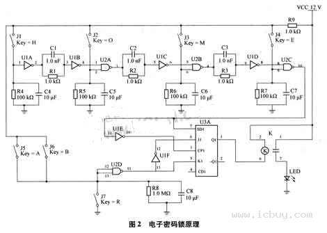 电子密码锁用cmos集成电路组成