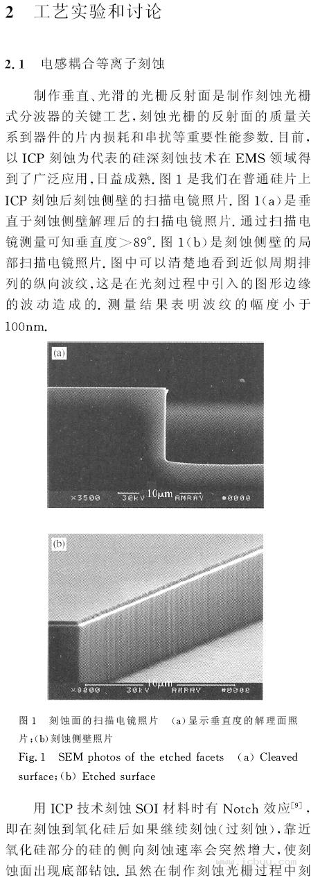 基于soi材料的刻蚀光栅分波器的制作工艺