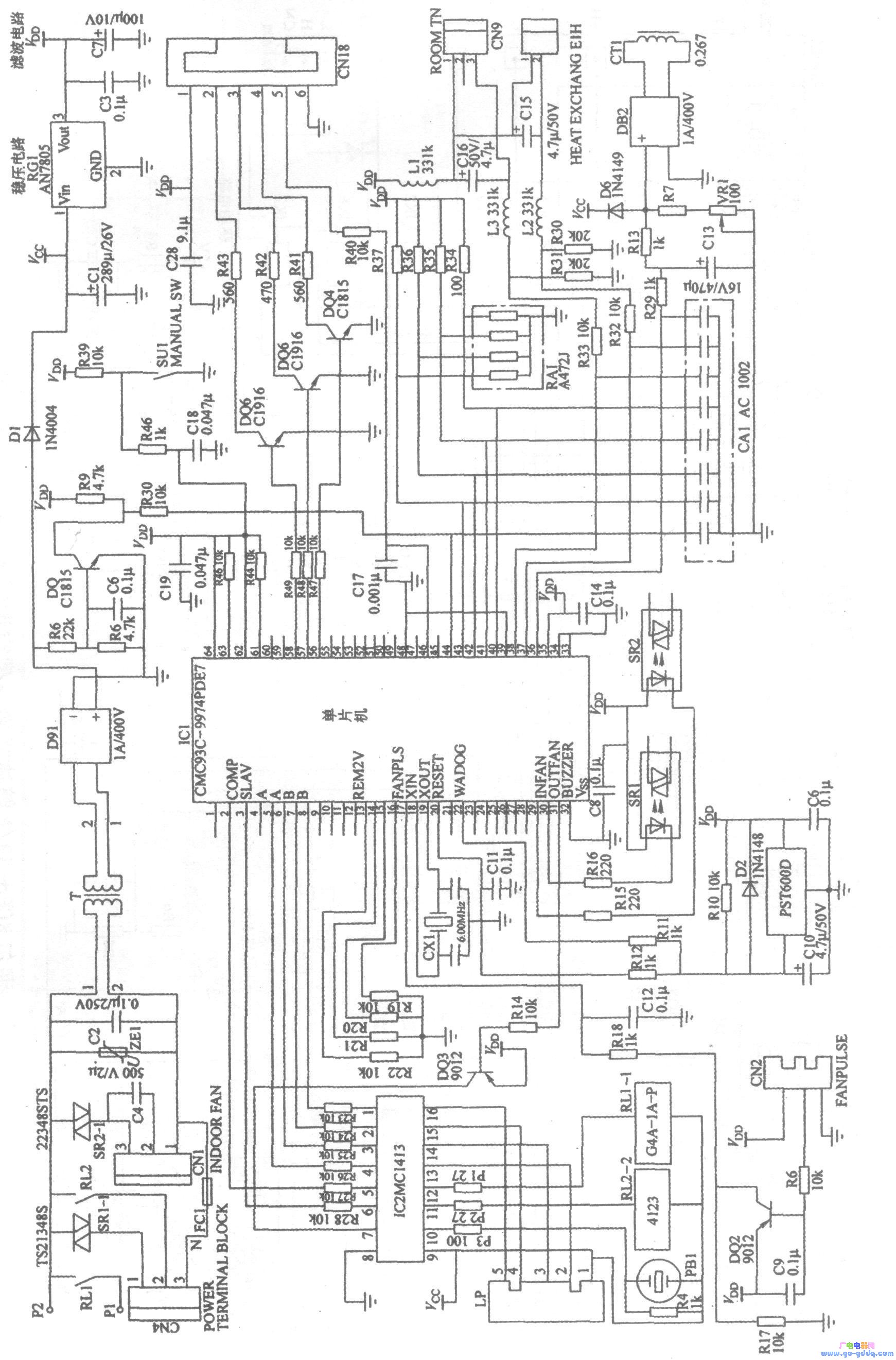 海尔KFR-35W\/E分体式空调单片机电路原理图-技术资讯-华强电子网
