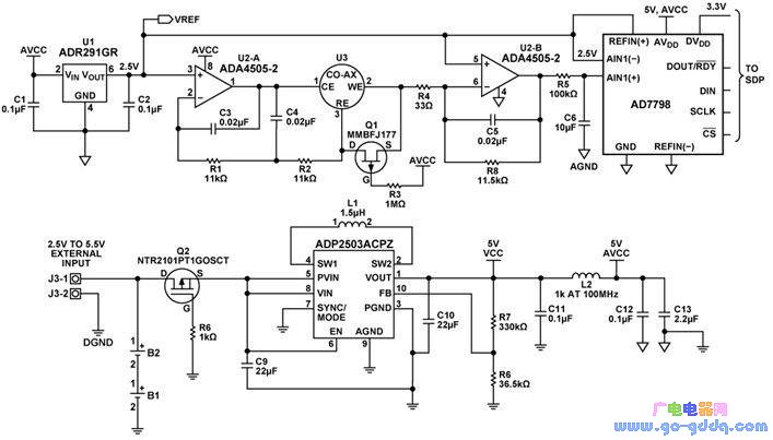使用一氧化碳传感器的单电源、微功耗有毒气体
