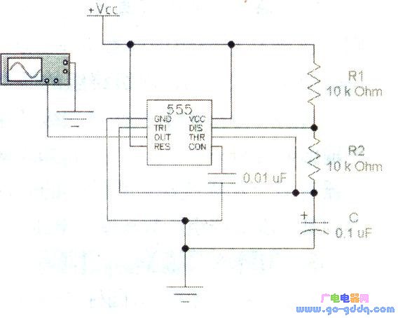 用EWB软件仿真555集成定时器矩形波产生电路