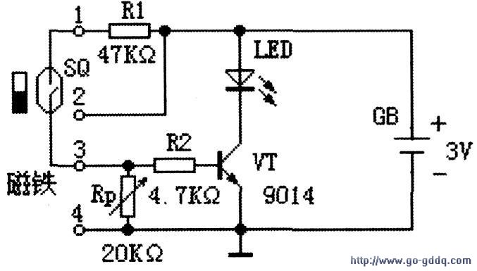 用磁敏传感器组成的磁控开关电路