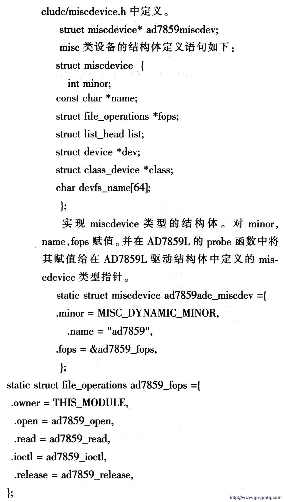 基于Linux的MISC类设备AD7859L的驱动程序开