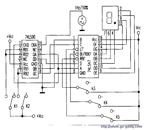 用EWB软件对计数、译码、显示电路的的仿真