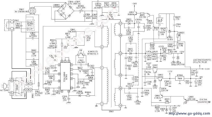 TCL王牌AT2965U彩电开关电源电路