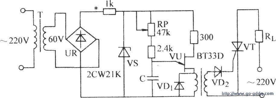 单结晶体管同步触发晶闸管电路