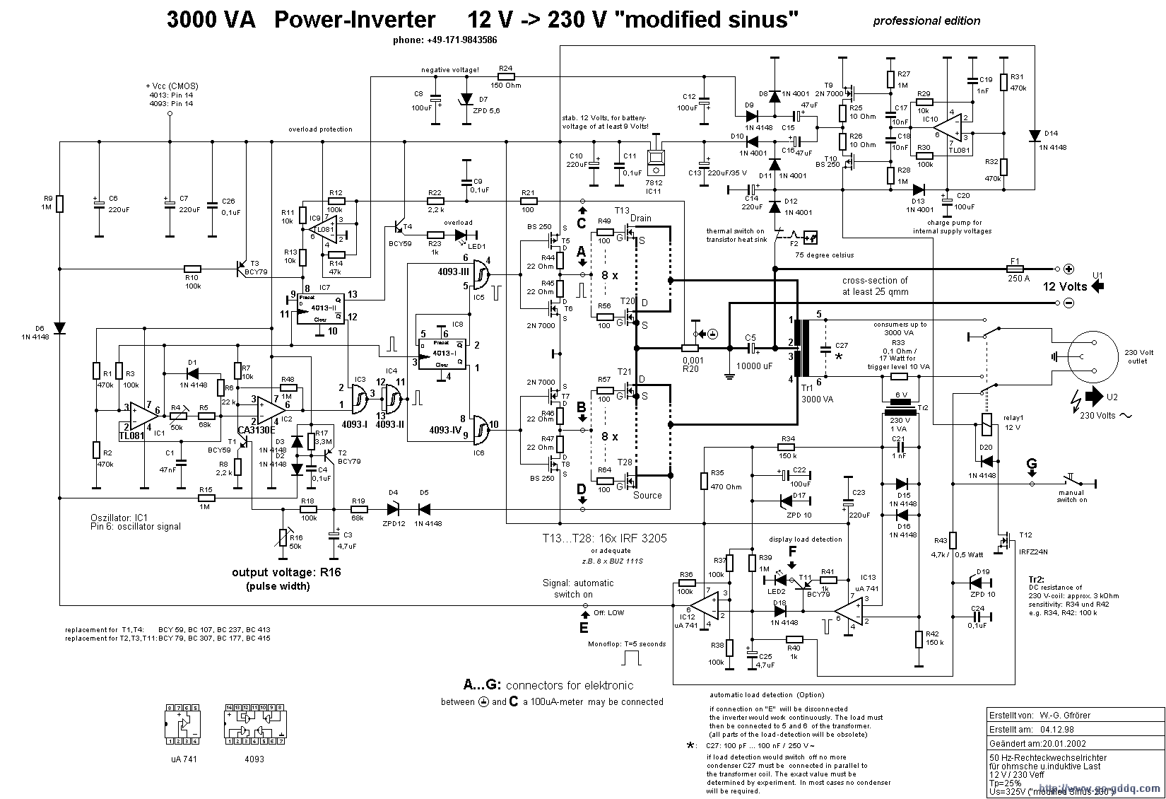 12v直流转220v正弦波交流电路逆变器电路