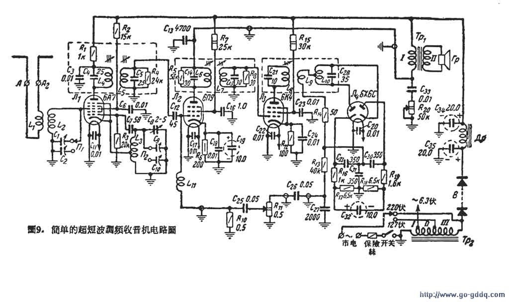 简单的超短波调频收音机电路图