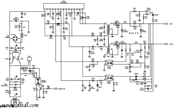 HP 6L激光机开关电源电路图