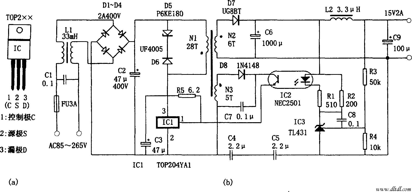 用三端PWM开关电源IC制成的开关电源