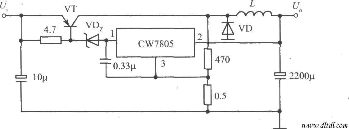 CW7805构成的开关式集成稳压电源电路