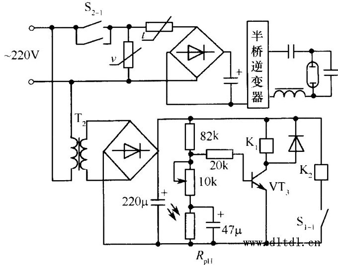 自动开\/关电路(Rph为光敏电阻)
