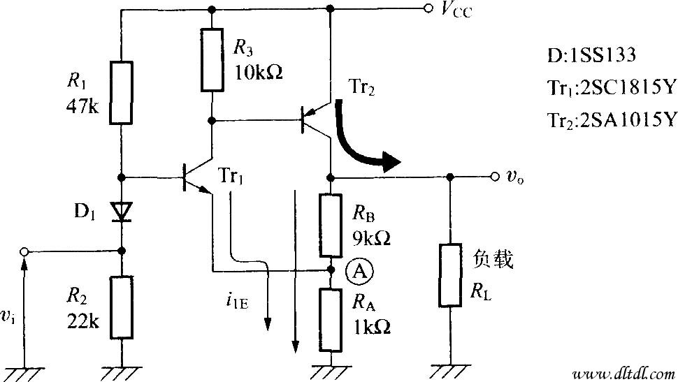使用NPN和PNP的非反转直流放大电路