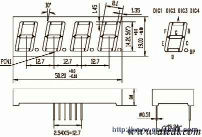 四位七段数码管引脚图