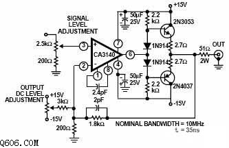 ca3140组成的宽带输出放大电路图