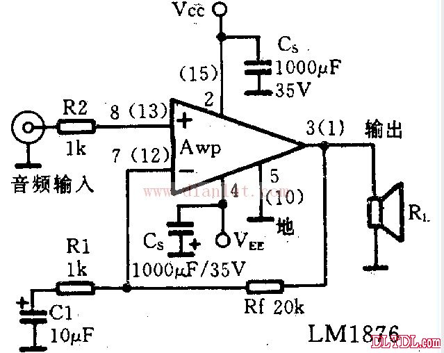 多功能LM1876功率放大电路-应用电路
