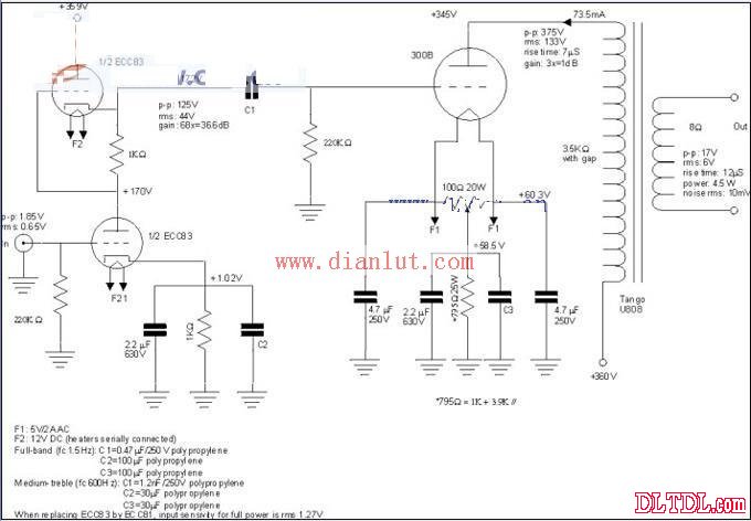300B胆机电路原理图
