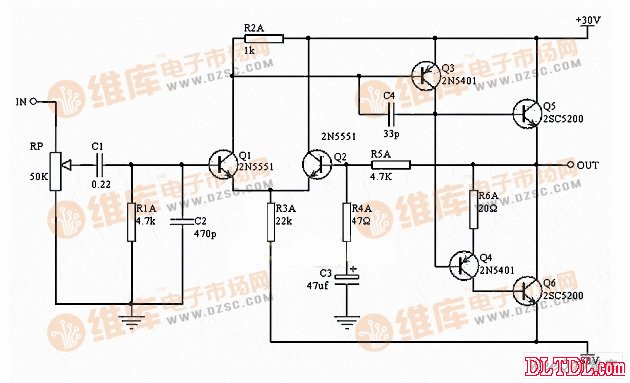 最简单的50W晶体管功放电路制作