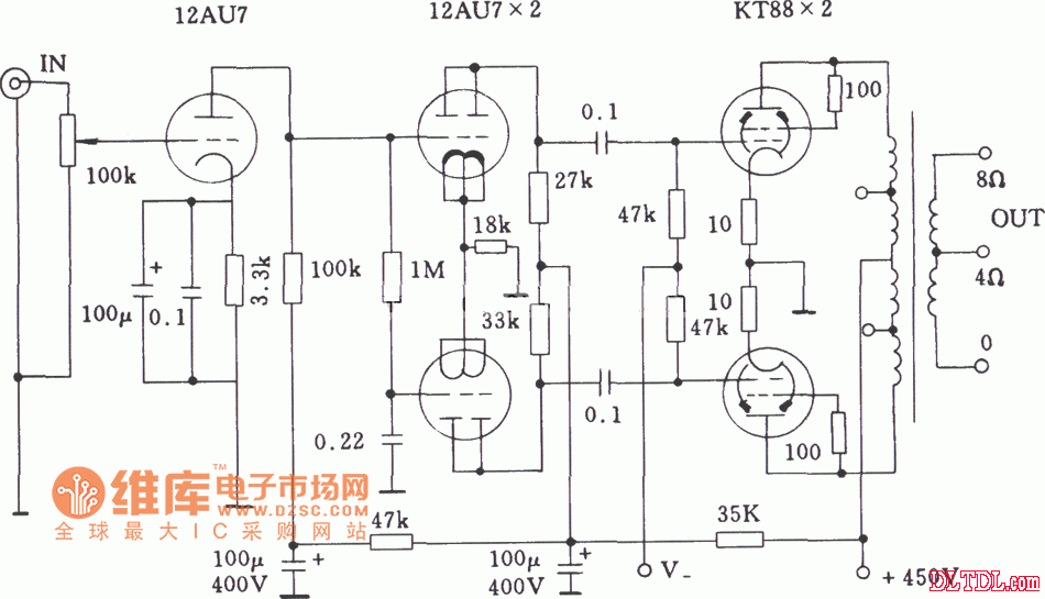 电子管金牛VAA 70功放电路图