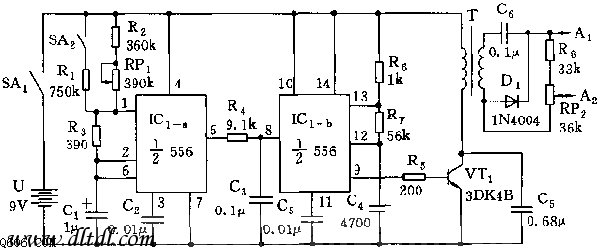 555脉冲电疗仪电路图