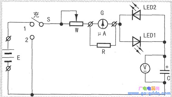 一款用于电容器充放电中观察电流与电压变化的
