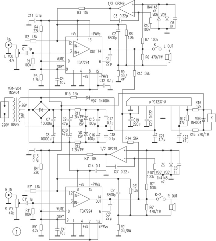 TDA7294直流伺服电流负反馈立体声功放