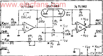 可产生对数扫描信号的反对数转换电路_电子设