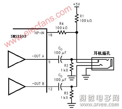 HWD2163组成的耳机功放电路图_电子设计应