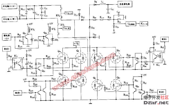 山特tg-1000后备式方波输出ups的市电供电-逆变器转换电路及逆变器