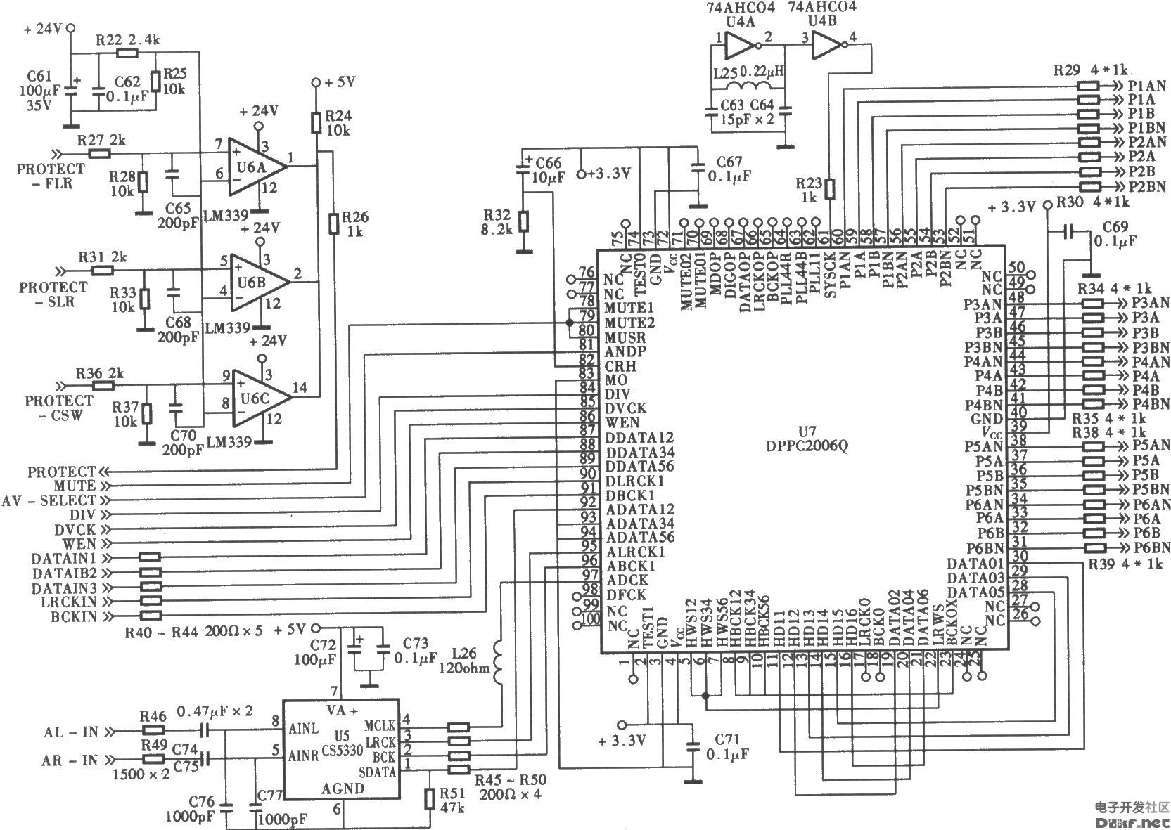 dppc2006q六声通数字功放前级信号处理电路电路