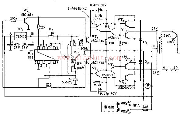直流12v-交流220v逆变电源电路