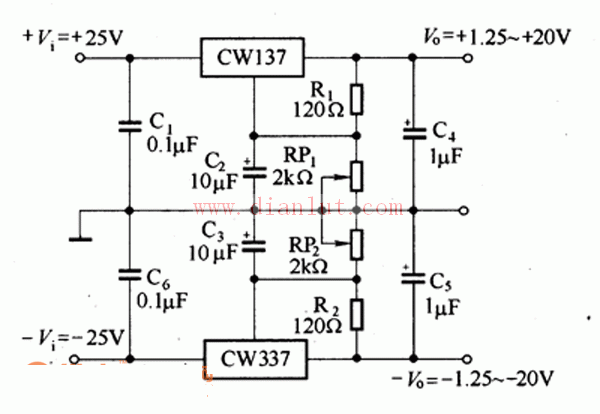 正,负可调稳压电源电路