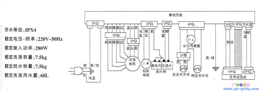 三洋xqb75-b1177s洗衣机电路图