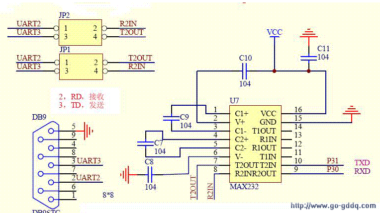 用max232的接口收发电路