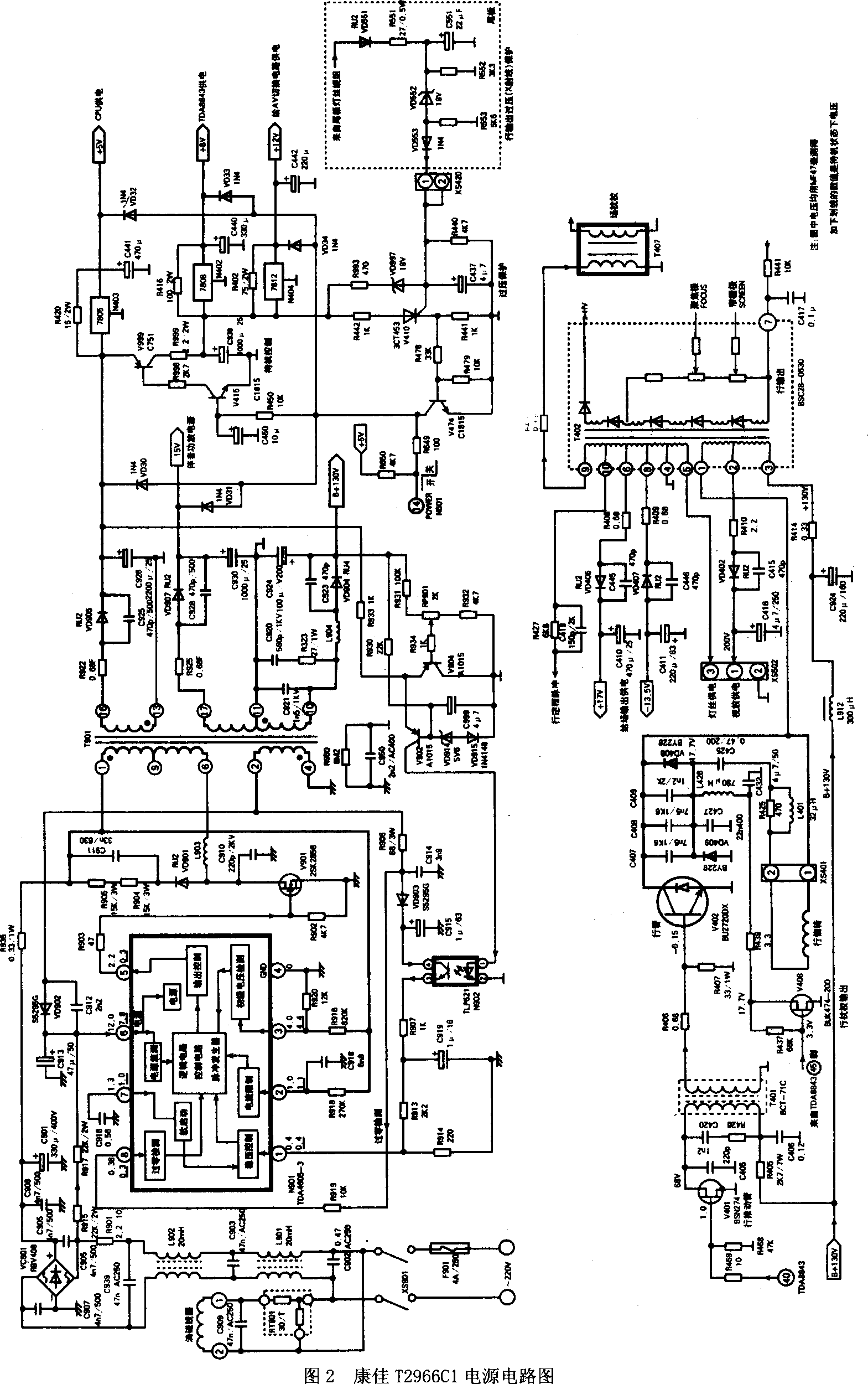 康佳"c"系列大屏幕彩电电路原理图解