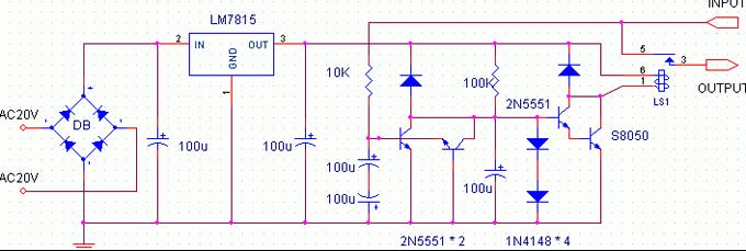 电路 分立元件制作的耳机放大器  本功放采用220v交流供电,由2n5551和