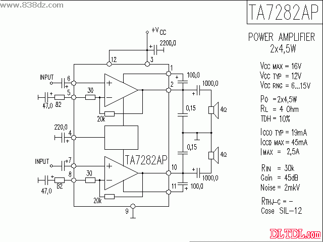 ta7282ap功放电路图纸原理图